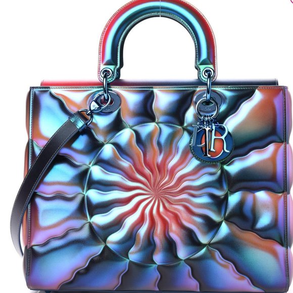 Metallic Iridescent Calfskin Large Judy Chicago Lady Art Multicolor - Picture 1 of 6